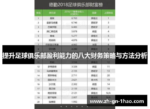 提升足球俱乐部盈利能力的八大财务策略与方法分析 提升足球俱乐部盈利能力的八大财务策略与方法分析