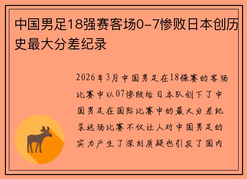 中国男足18强赛客场0-7惨败日本创历史最大分差纪录 中国男足18强赛客场0-7惨败日本创历史最大分差纪录